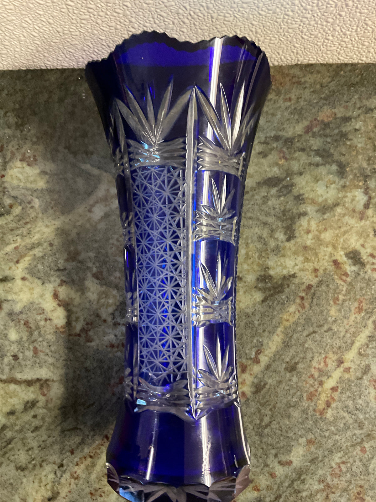 Bohemian Cut to Clear Crystal Vase