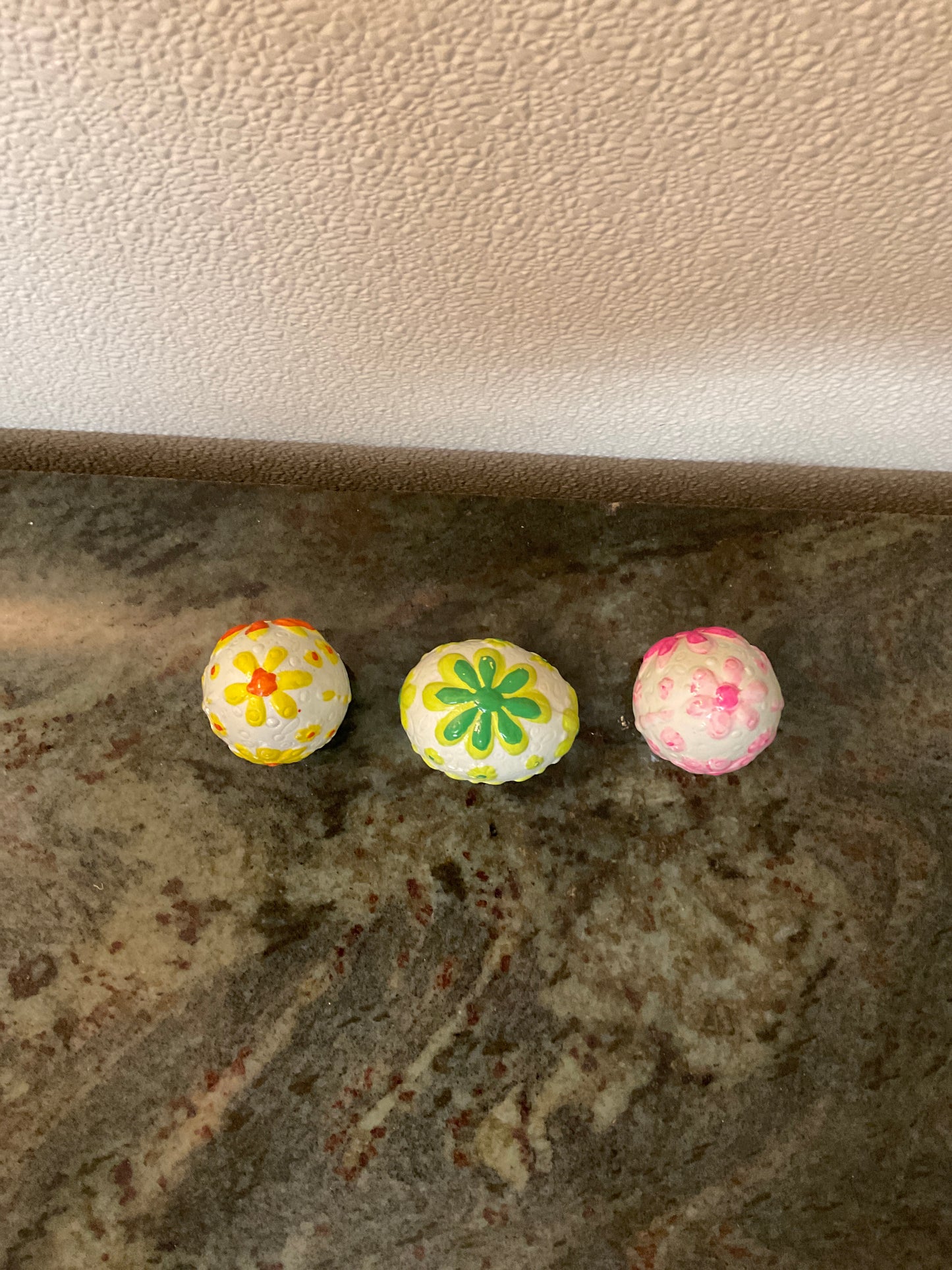 Set of 3 Vintage Glazed Ceramic Eggs