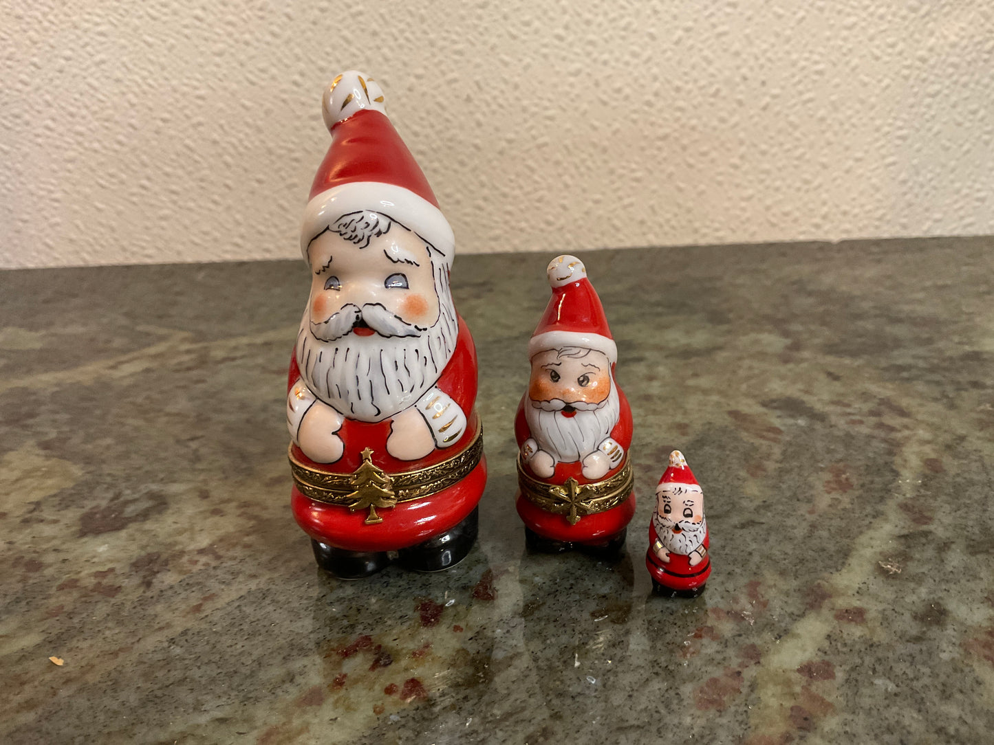 Vintage Limoges Nesting Santa Claus Trinket Box Set