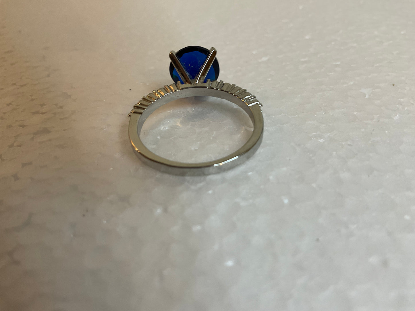 Silvertone Dark Blue Gemstone Ring
