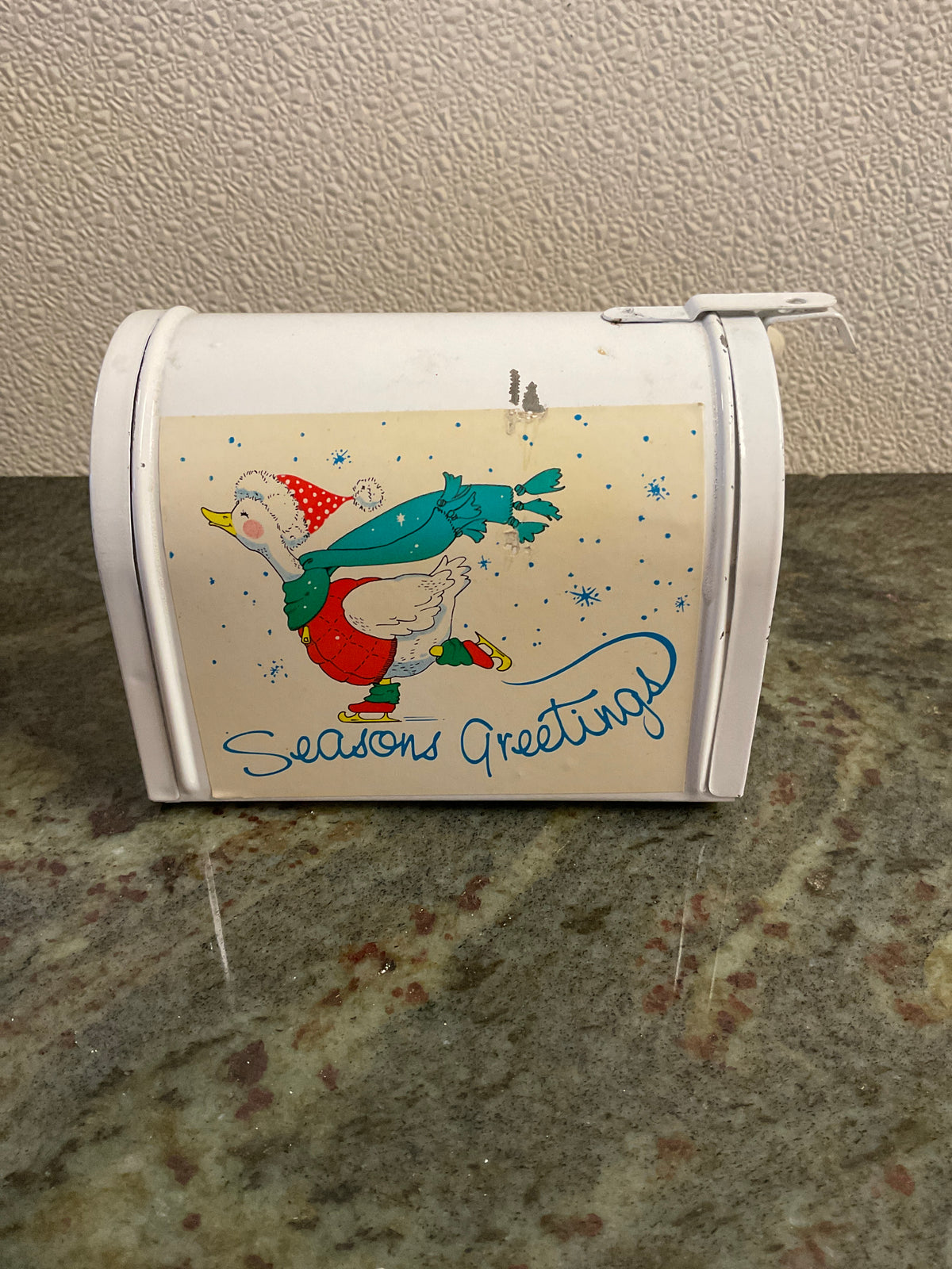 Vintage Christmas Goose Metal Mailbox