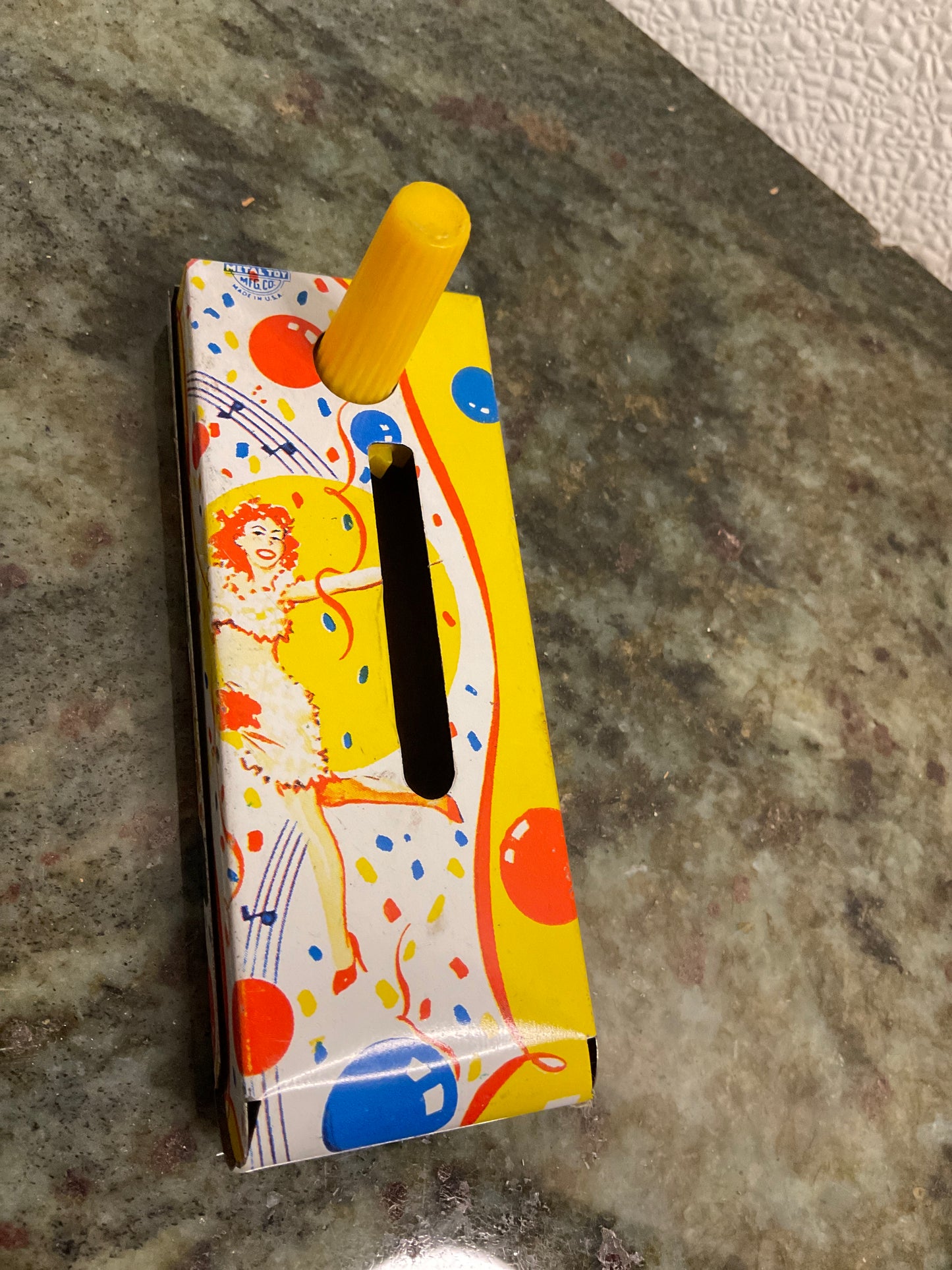 US Metal Toy Mfg Co Noise Maker w/ Trumpet Player & Dancer