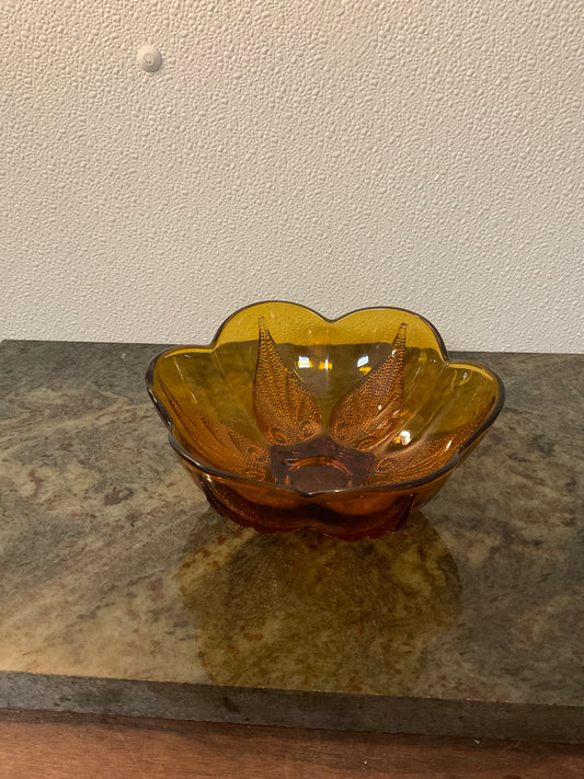 Vintage Anchor Hocking Amber Glass Bowl