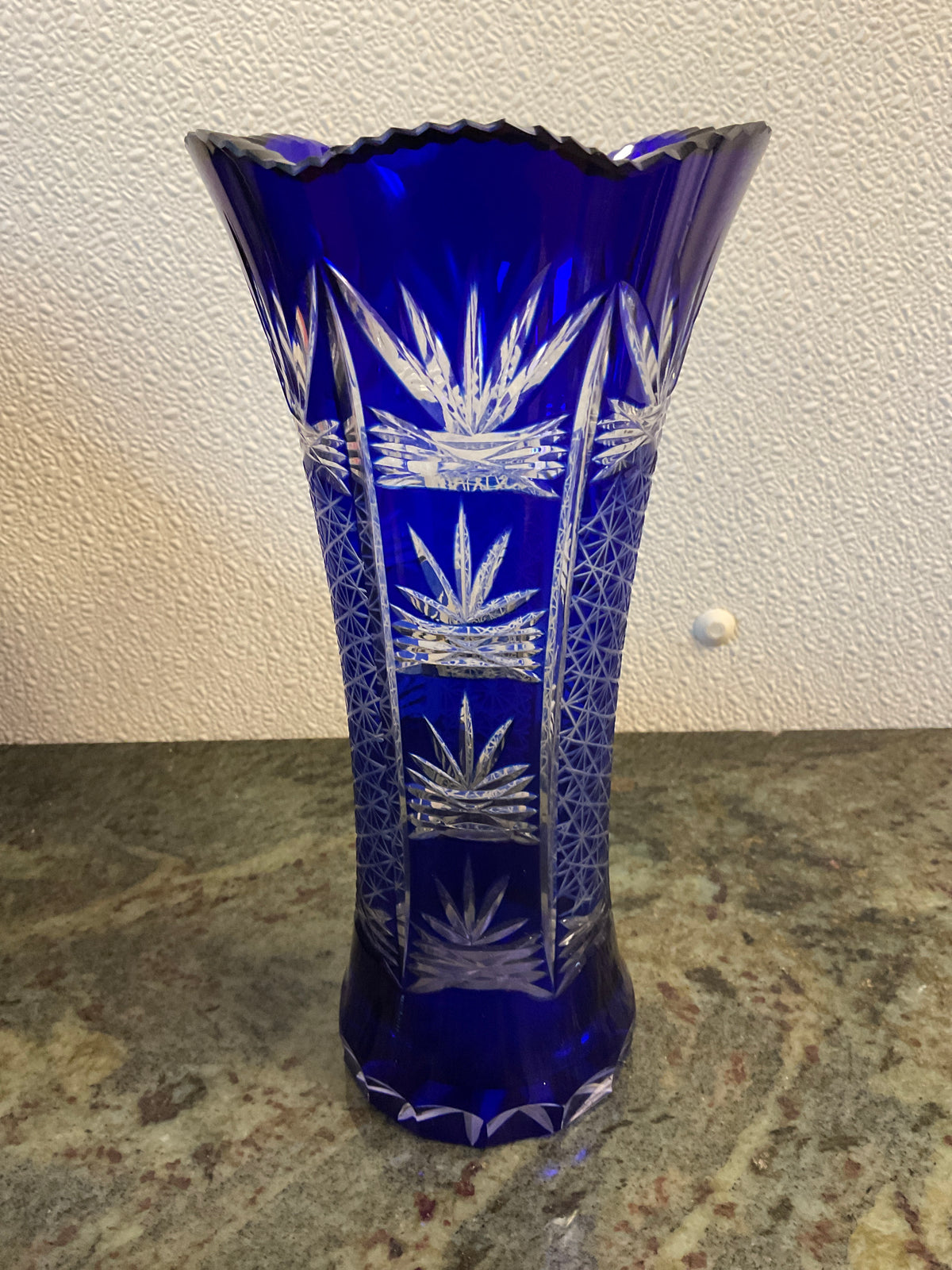 Bohemian Cut to Clear Crystal Vase