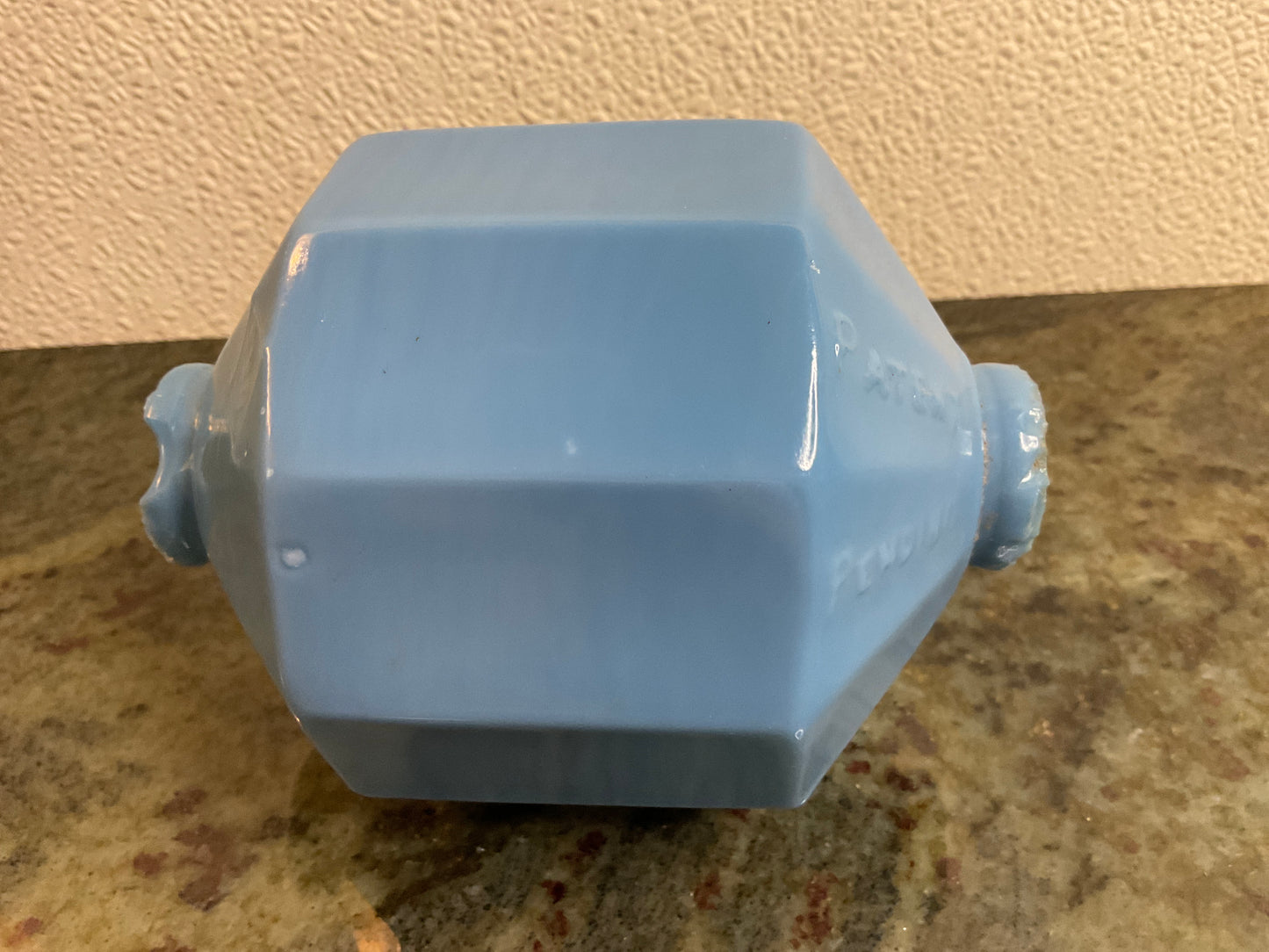 Vtg D&S Lightening Rod Blue Milk Glass Ball