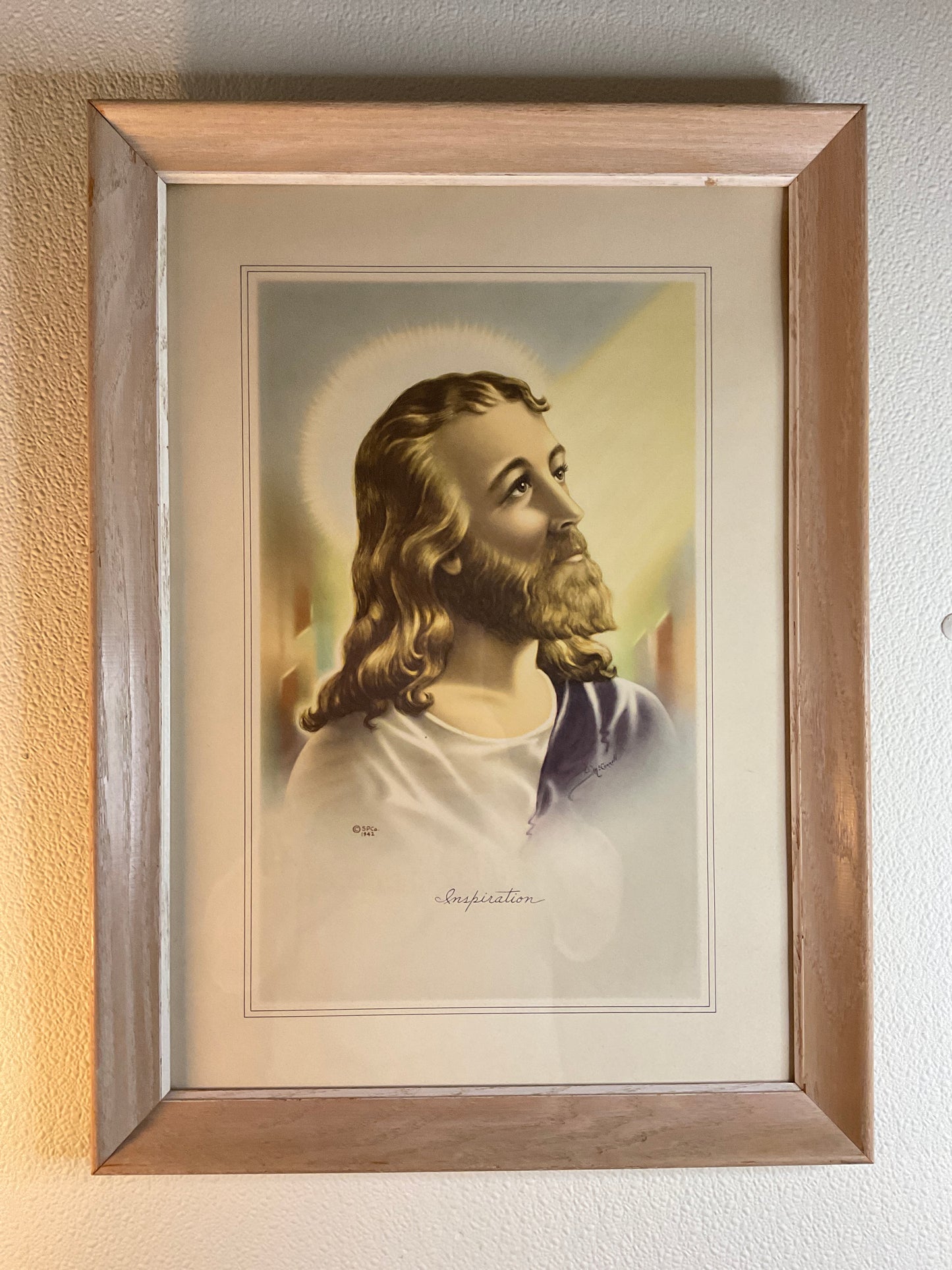 Vtg Jesus Lithograph 1942 ‘Inspiration’