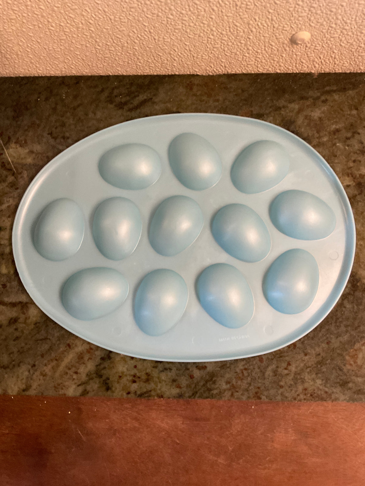 Blue Plastic Easter Egg Shaped Deviled Egg Tray