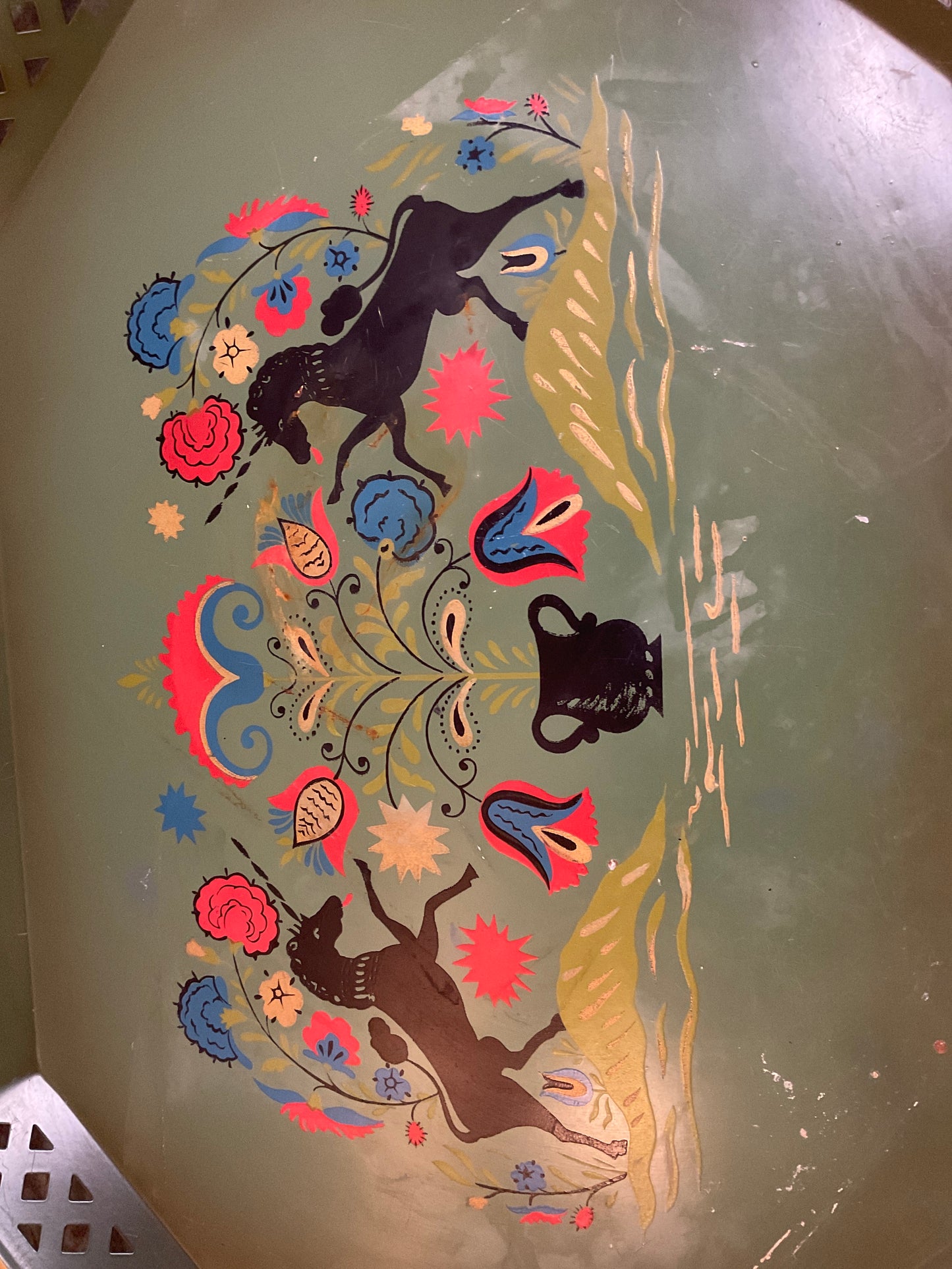 Nashco Folk Art Unicorn Metal Tray