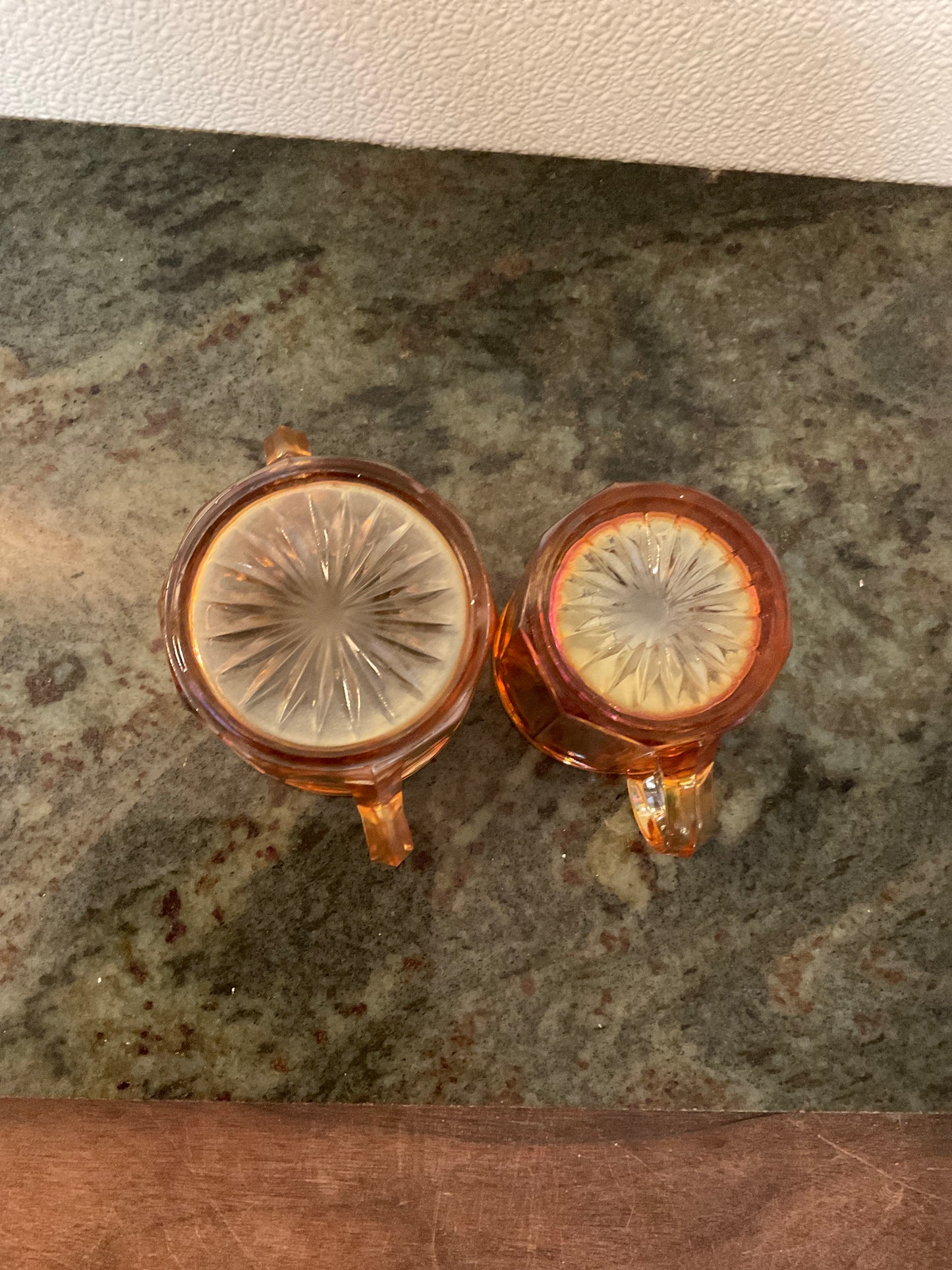 Vintage Orange Iridescent Sugar And Creamer Set