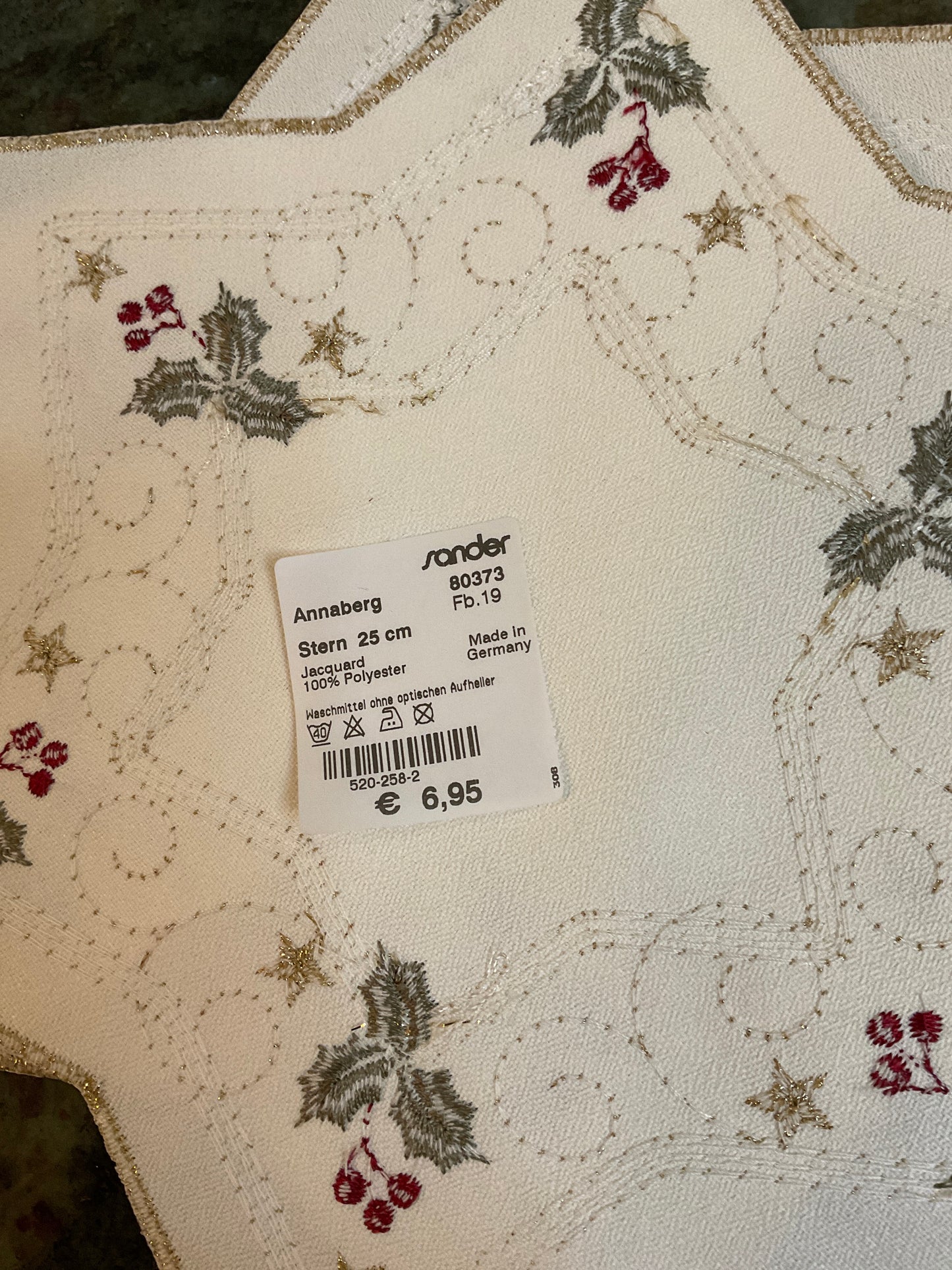 Star Shape Holly Doily/ Gold Trim