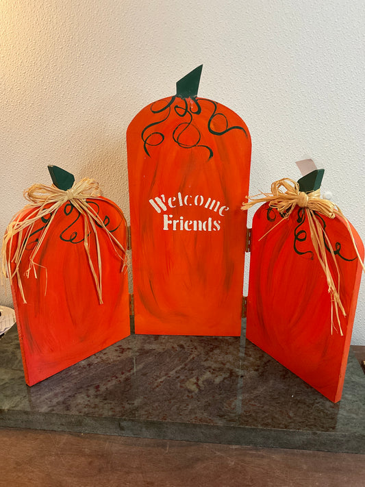Welcome Friends Wooden Pumpkins