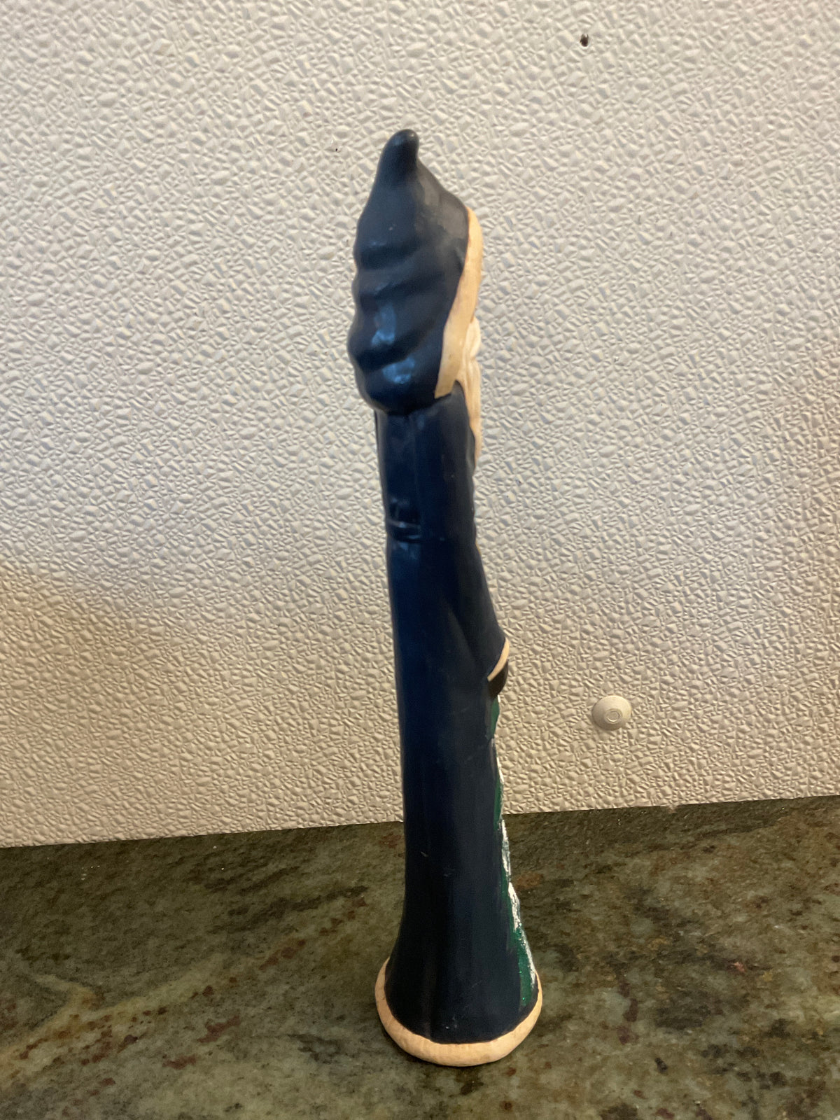 Ceramic Tall Thin Santa In Blue