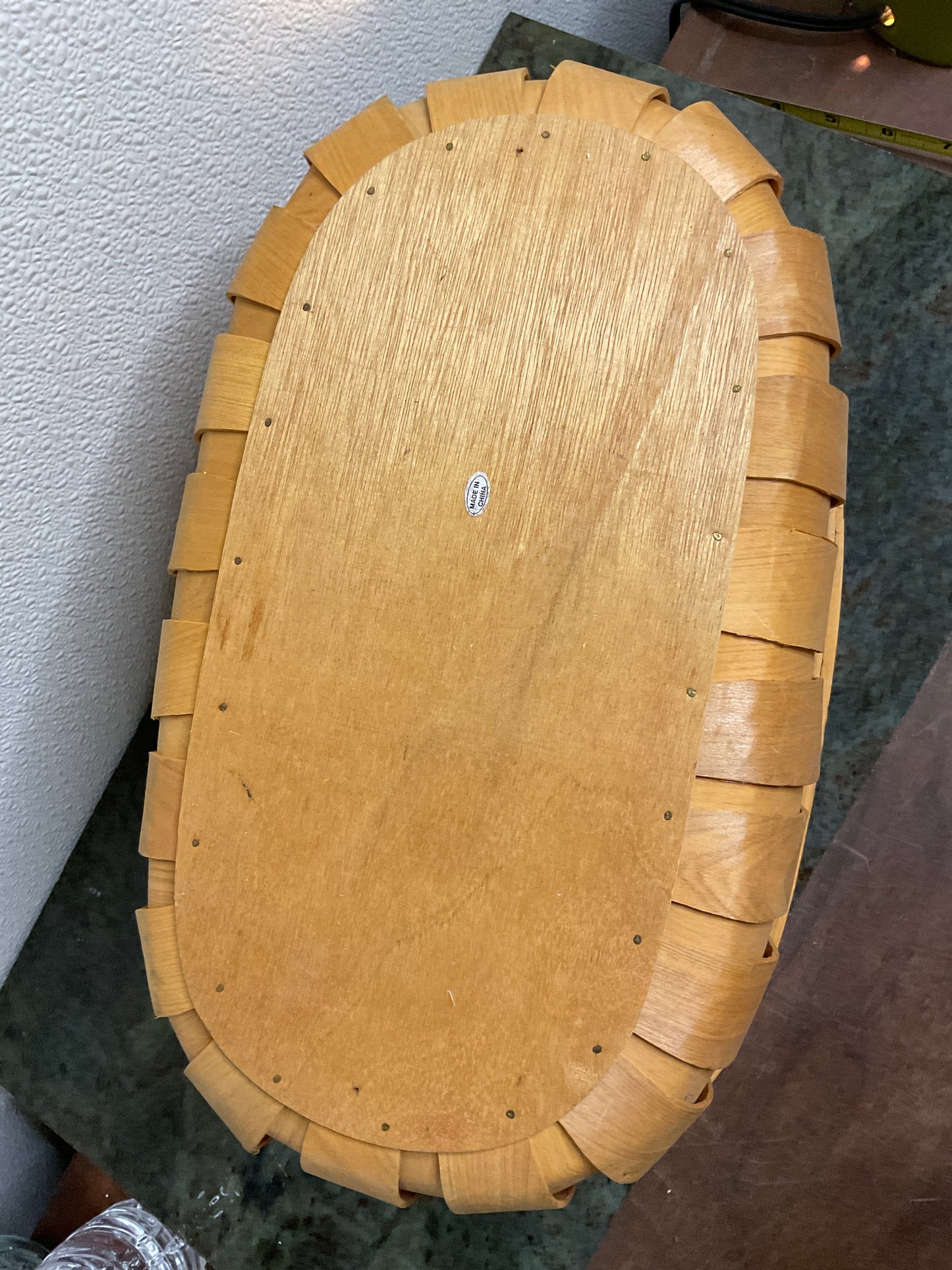 Oval Wood Slat Basket w/Fall Leaves