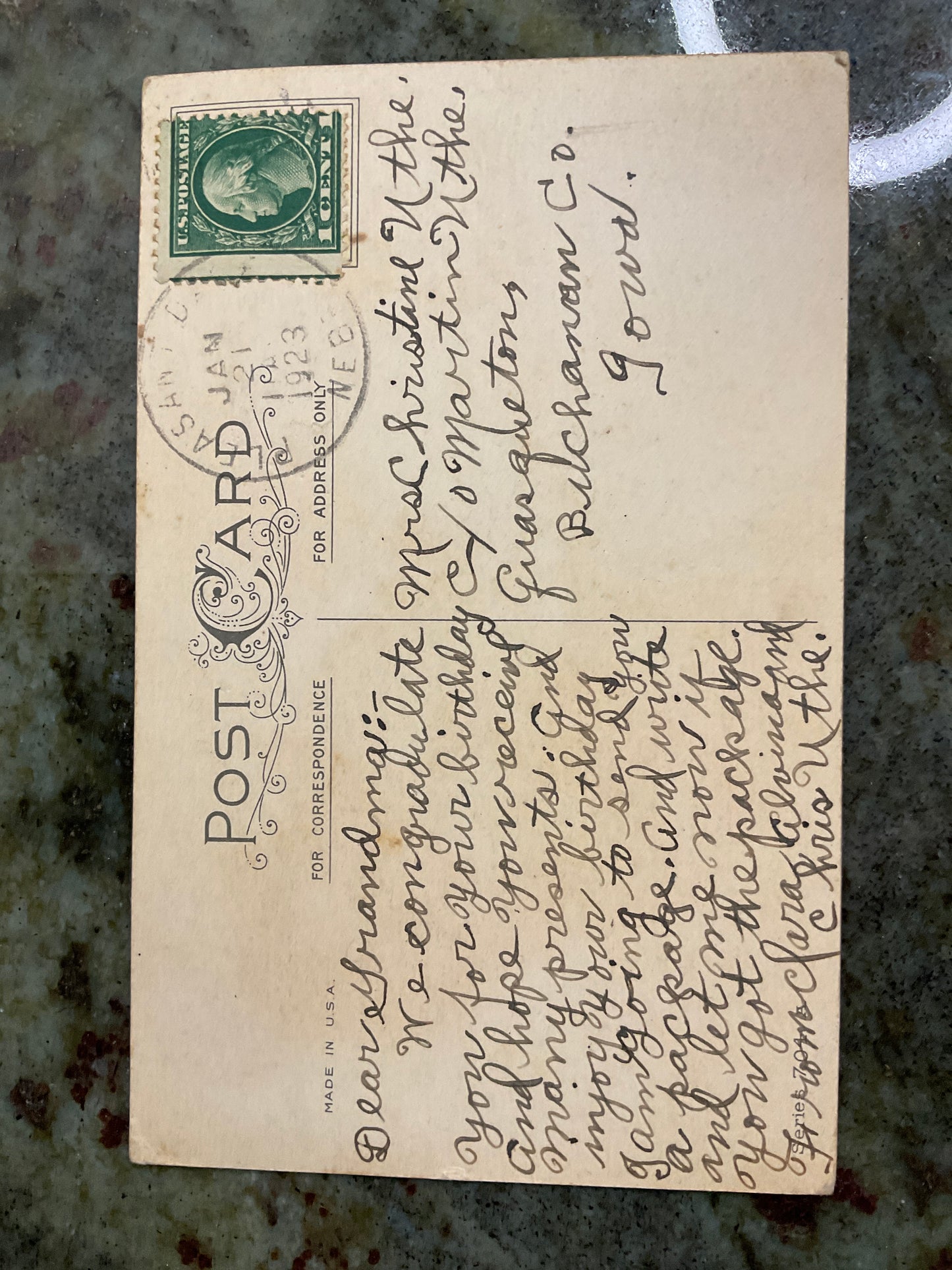 Vintage 1923 Post Card