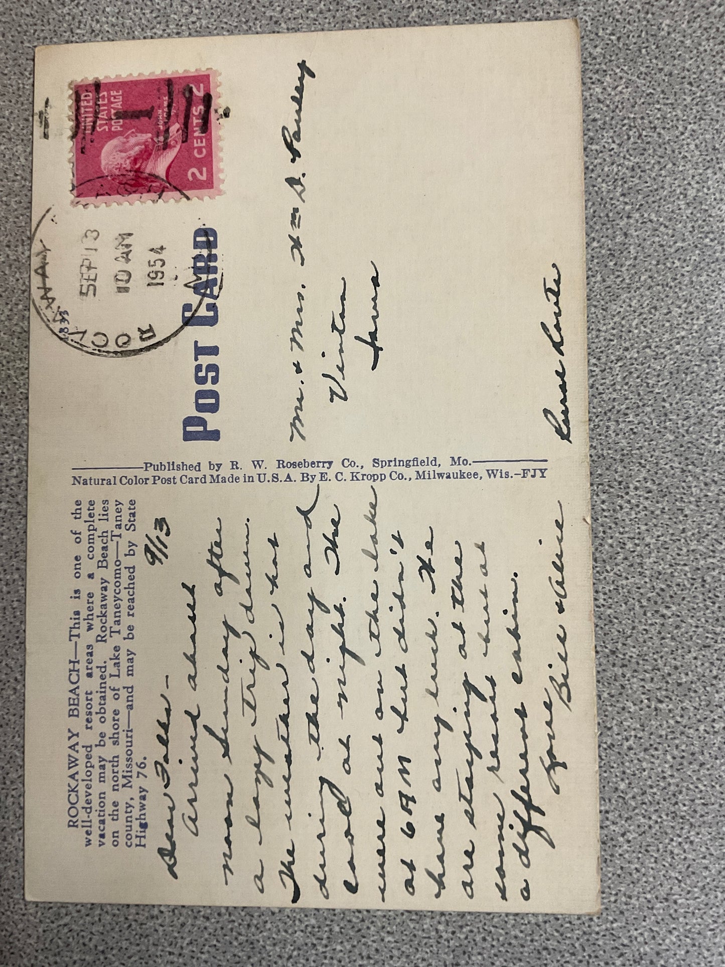 Vintage Post Card Rockaway Beach