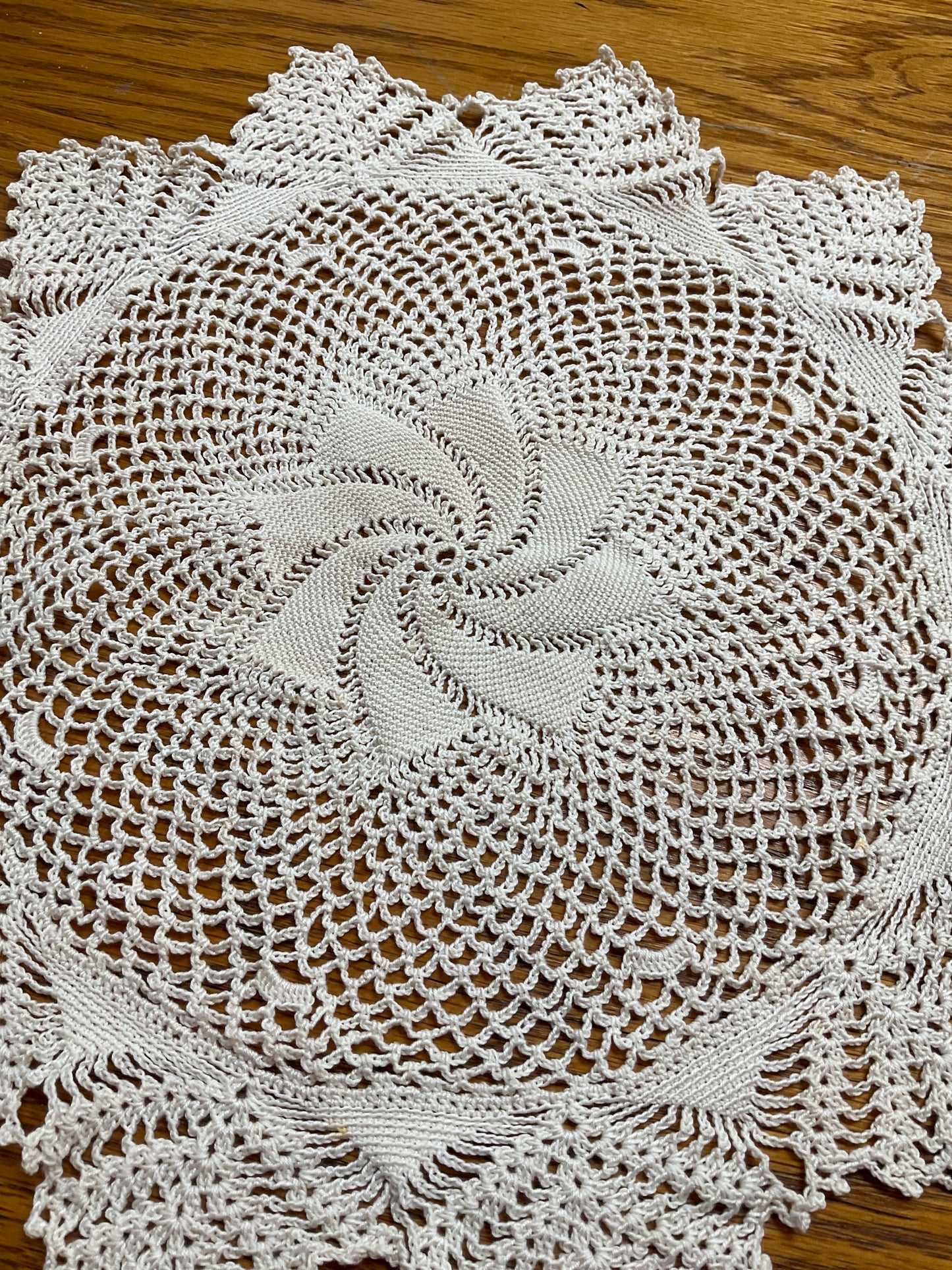 Swirling Star Crocheted Doily 14”