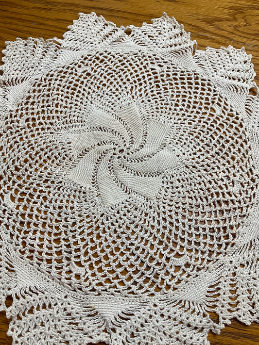 Swirling Star Crocheted Doily 14”