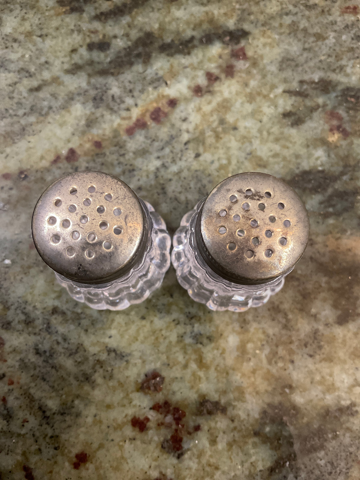 Vintage Mini Clear  Salt & Pepper Shakers