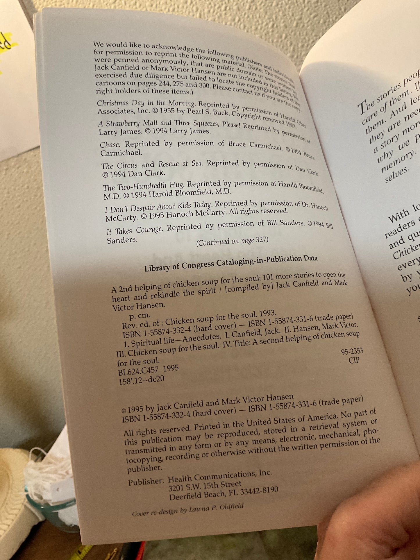 Book ‘Chicken Soup for the Soul’ 2nd helping. 1993