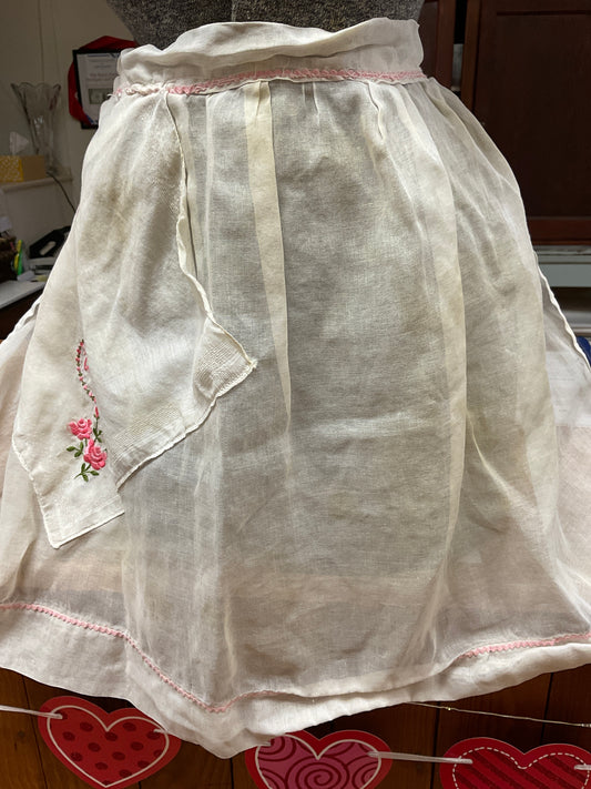 Vintage Apron with hand embroidered pocket