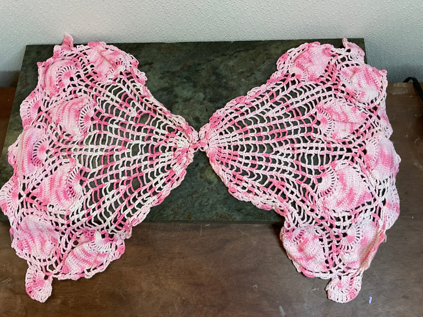 23” Pink & White Butterfly Doily