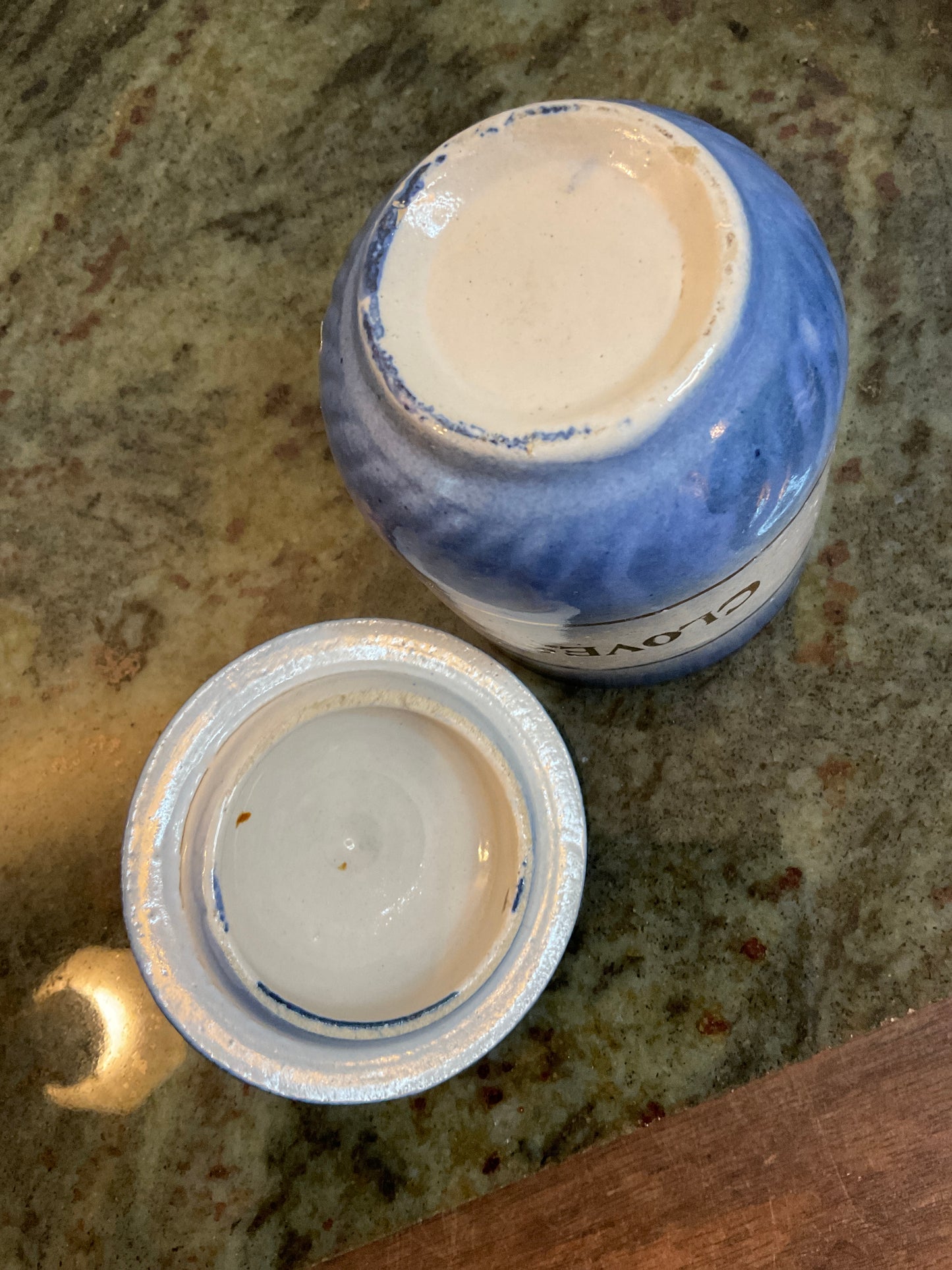 5 Piece Diffused Blue Stoneware Spice Jar Set