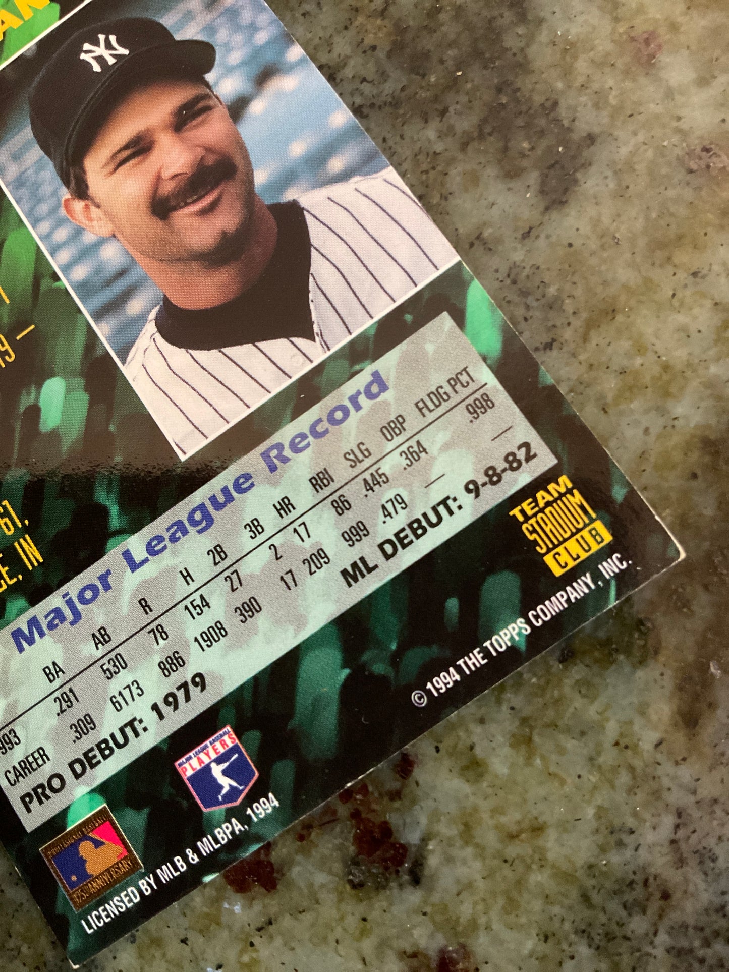1994 Topps Stadium Club Don Mattingly Baseball Card