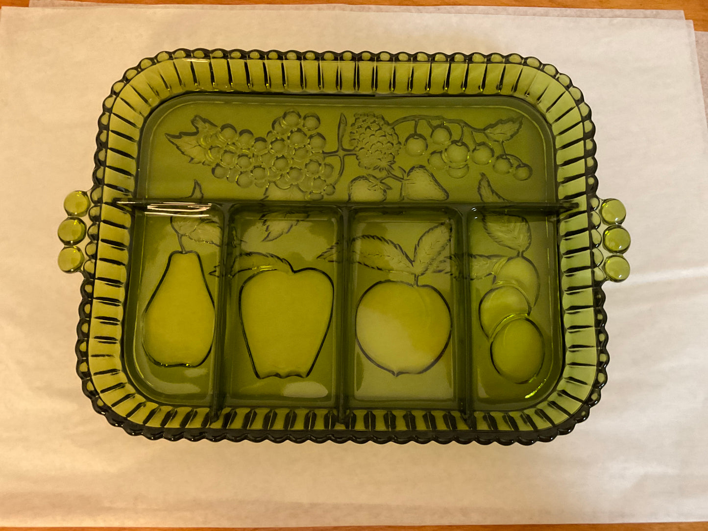 Green Glass Relish Tray