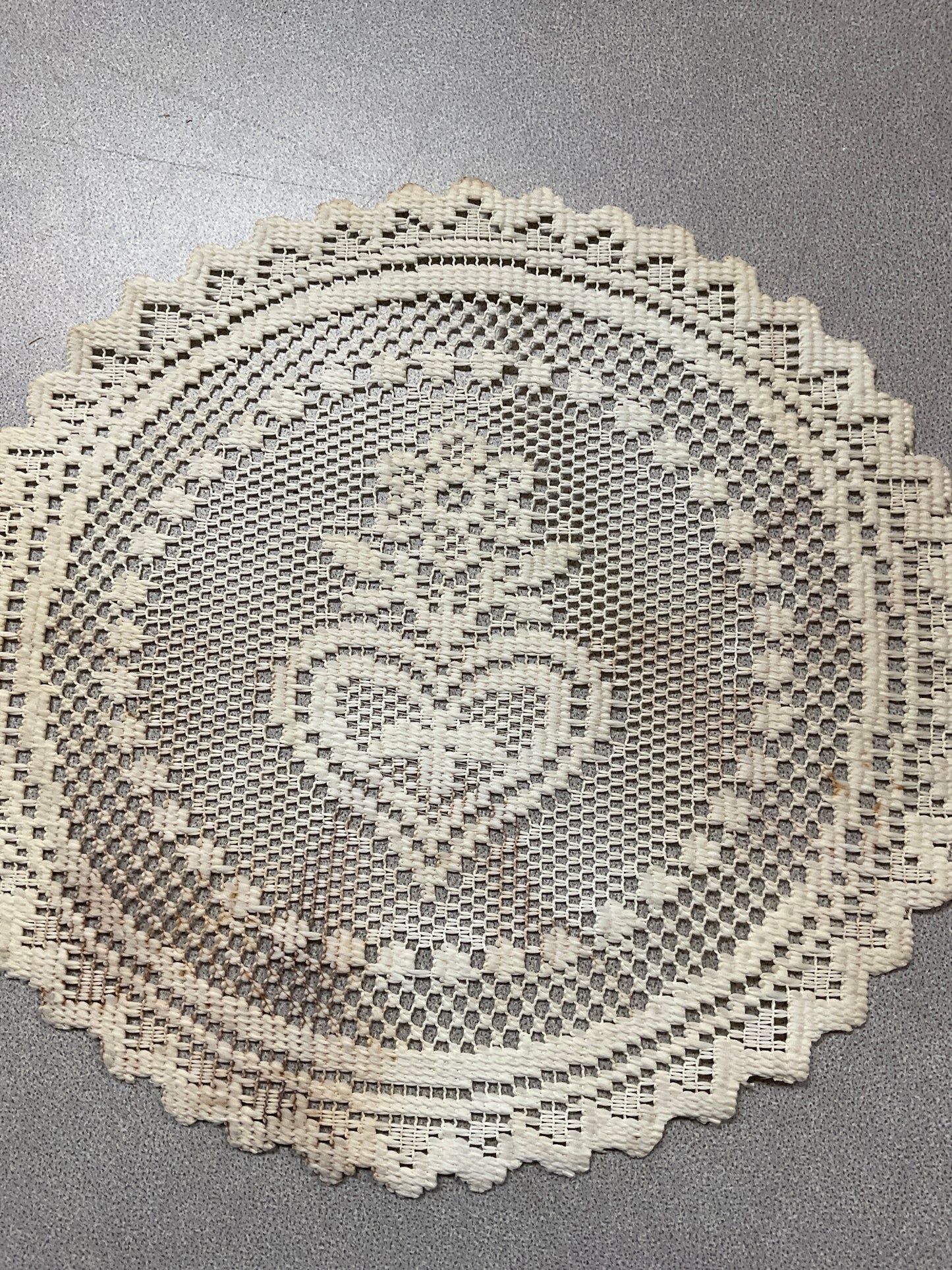Vintage Doily with Heart and flower Motif