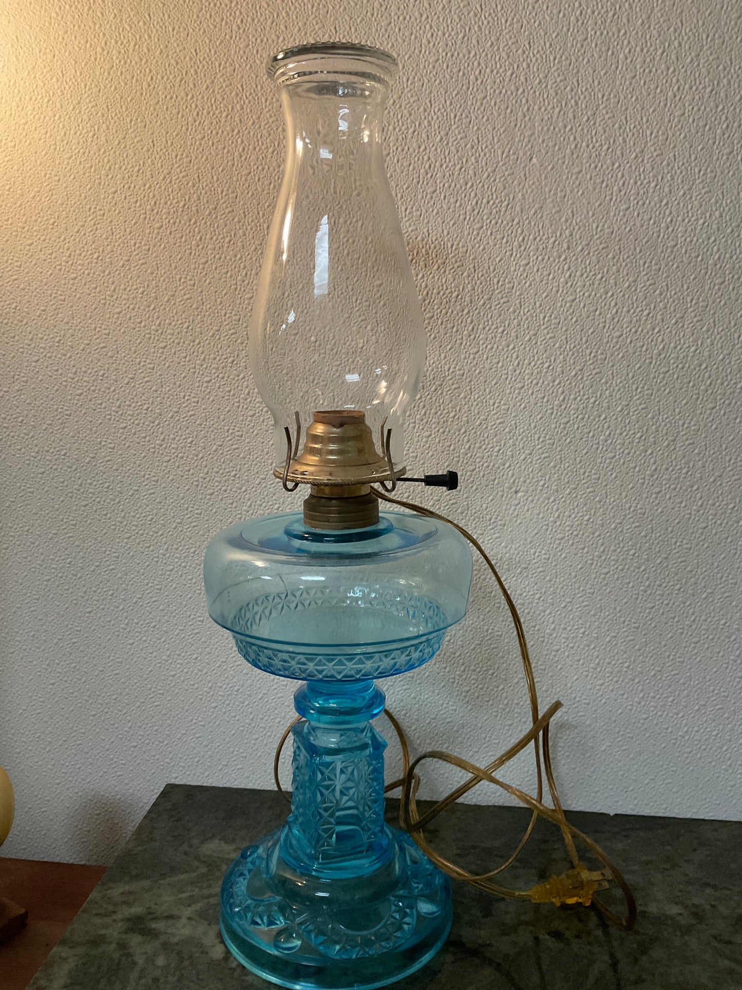 ‘Electric’ Oil Lamp Blue Glass