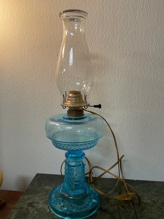 ‘Electric’ Oil Lamp Blue Glass