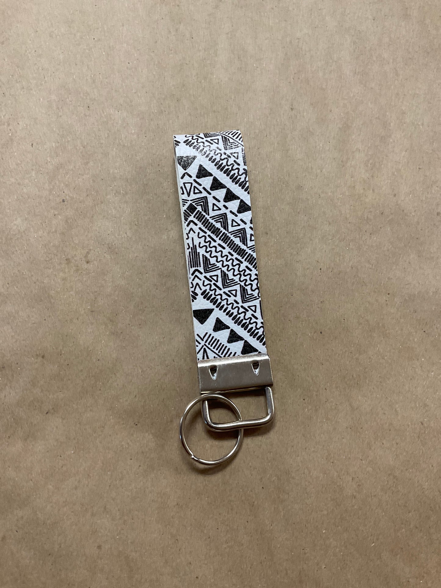 Faux Leather Western Print Wrist Keychain