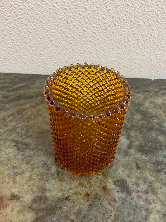 Vintage Faroy Amber Diamond Point Votive Candle Holder