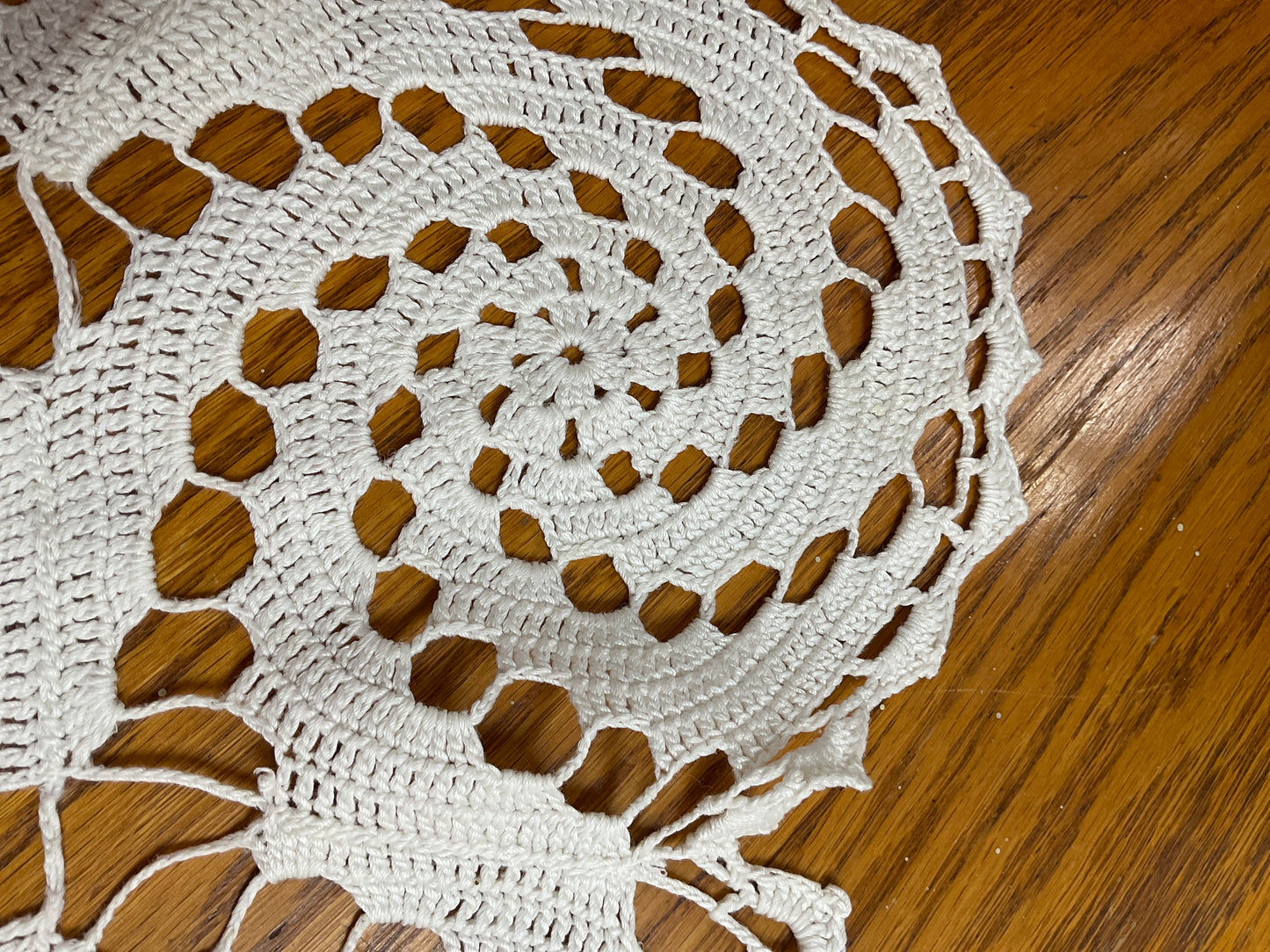 Hand crouched Pinwheel Doily 20”