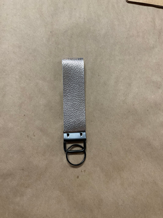 Faux Leather Silver Wrist Keychain