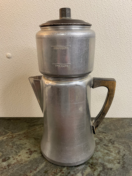 Vtg Aluminum Drip Stovetop Coffee Pot