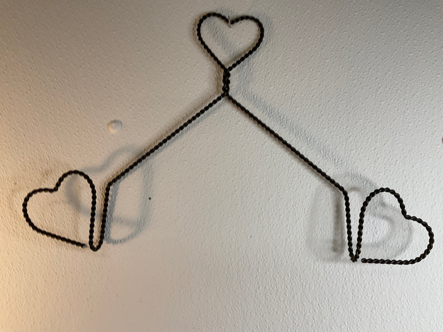 Coiled Wire Wall Hanger with Three Hearts