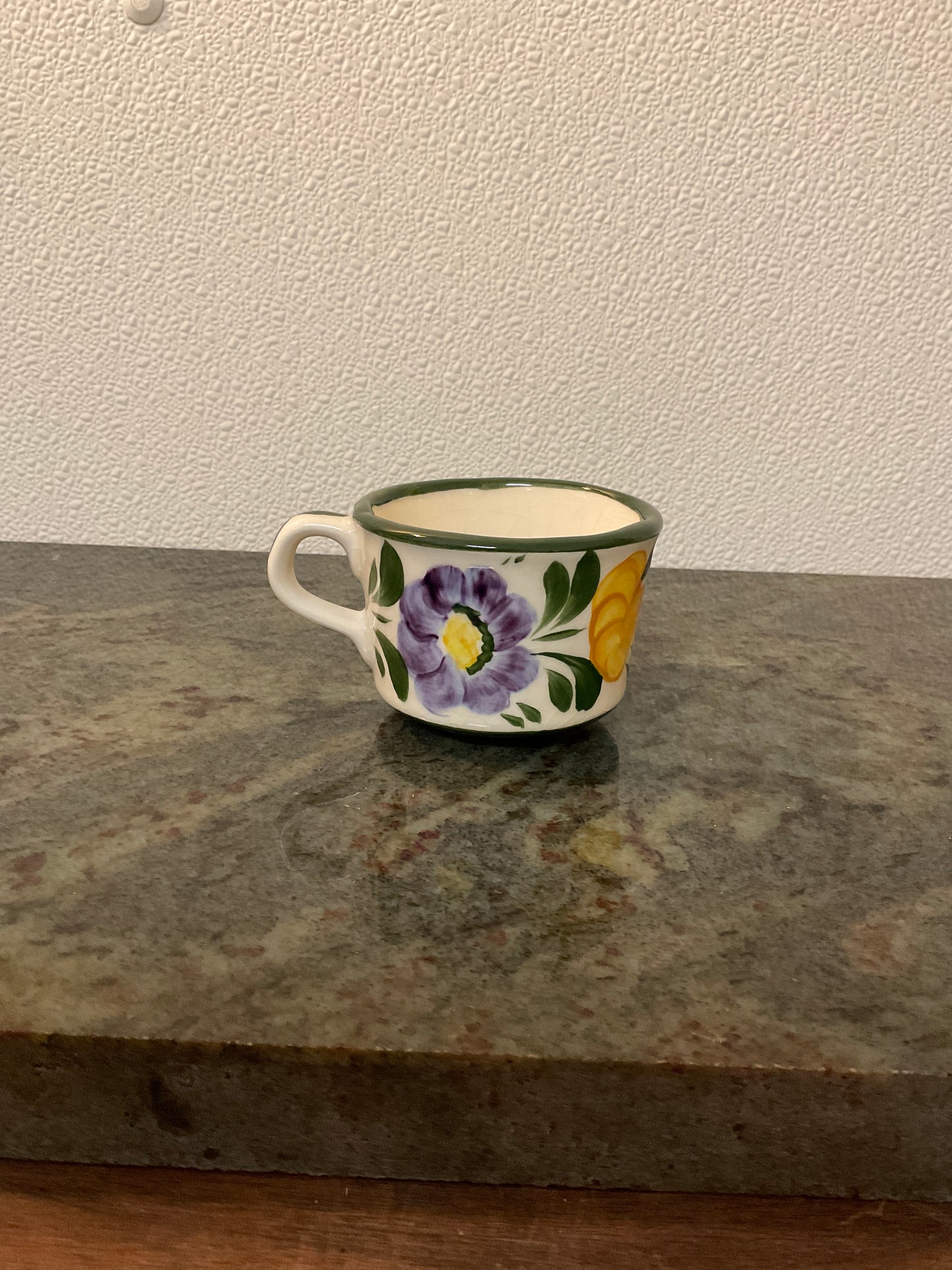 Vintage German Art Pottery Floral Coffee/Tea Cup “Handgemalt” signed by Widerstrom