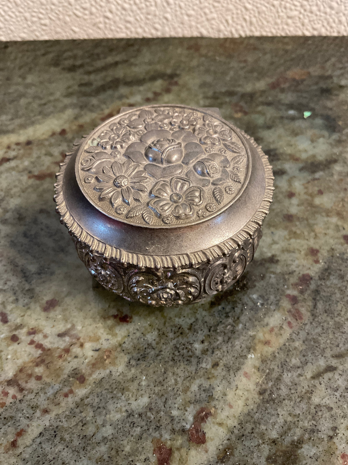 Vintage Silver Plated Ring Trinket Box