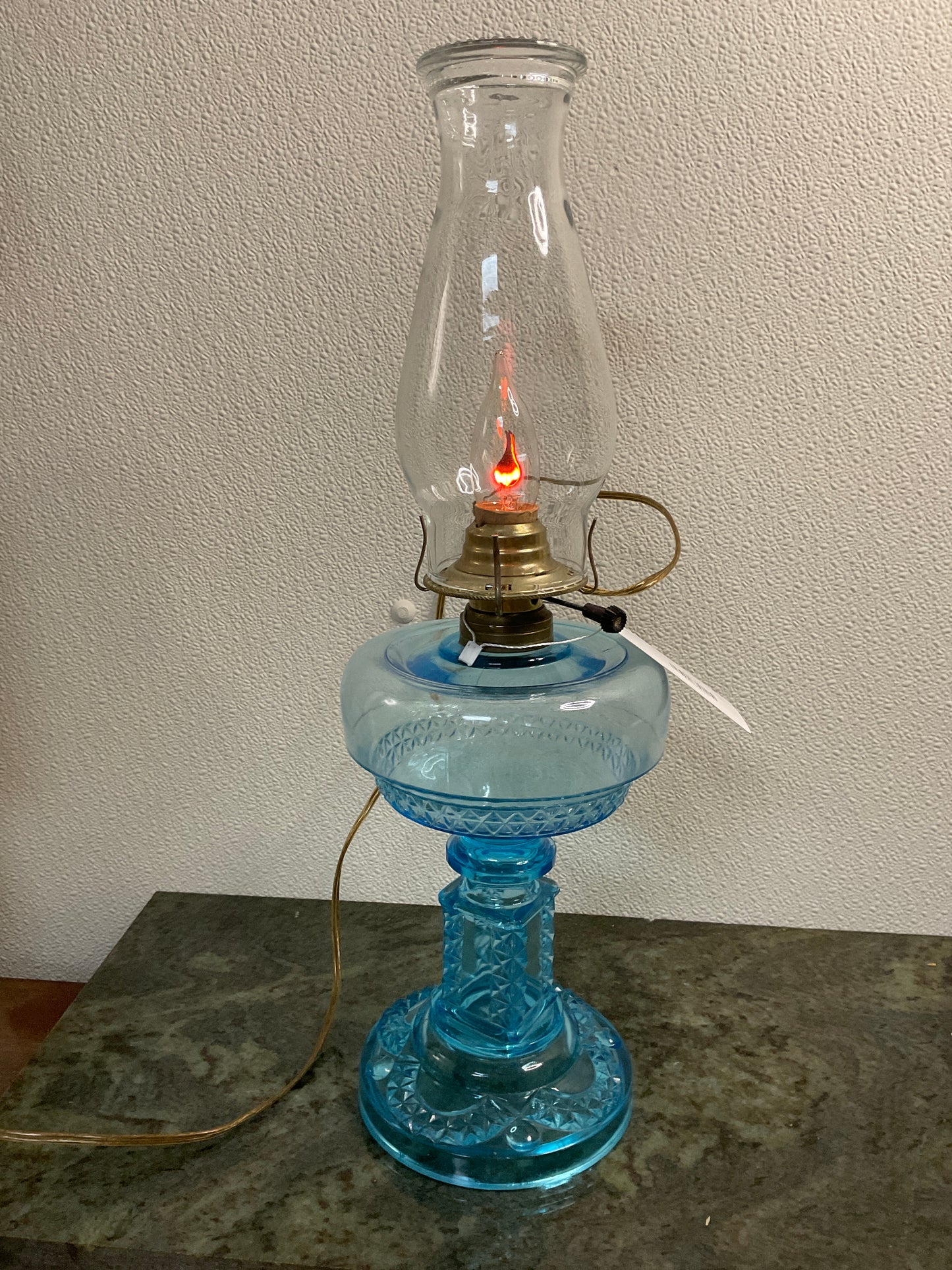 ‘Electric’ Oil Lamp Blue Glass