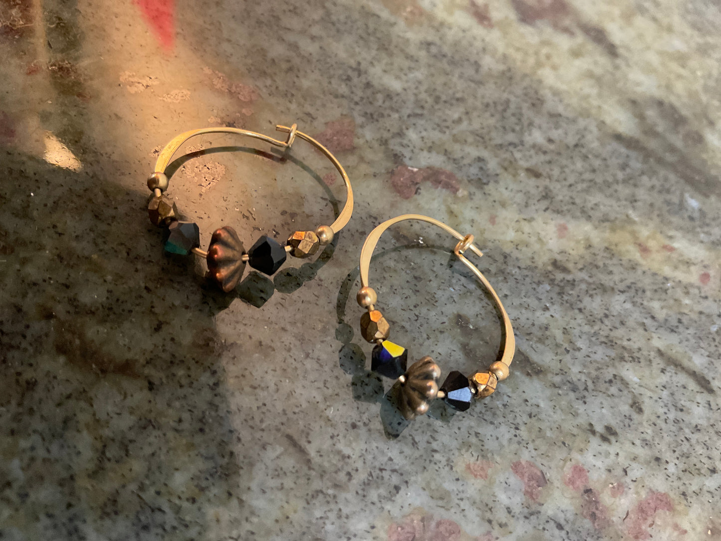 Goldtone Hoops with beads