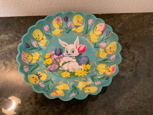 Vintage Mid-Century Easter Bunny & Chick Plastic Plate