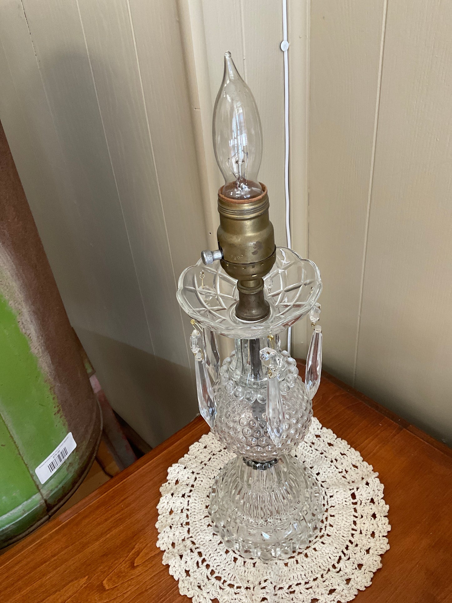 Vintage Cut Glass Boudoir Lamp Electric