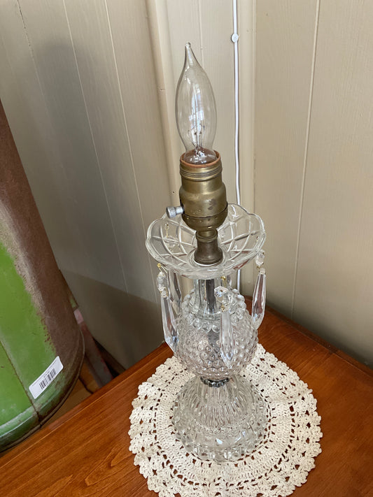 Vintage Cut Glass Boudoir Lamp Electric