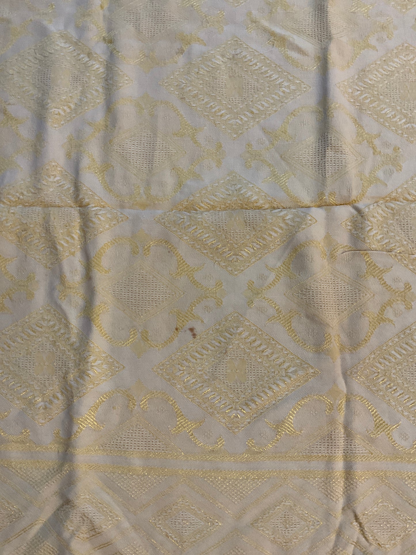 71” x 96” Yellow Table Cloth with Gold Accents
