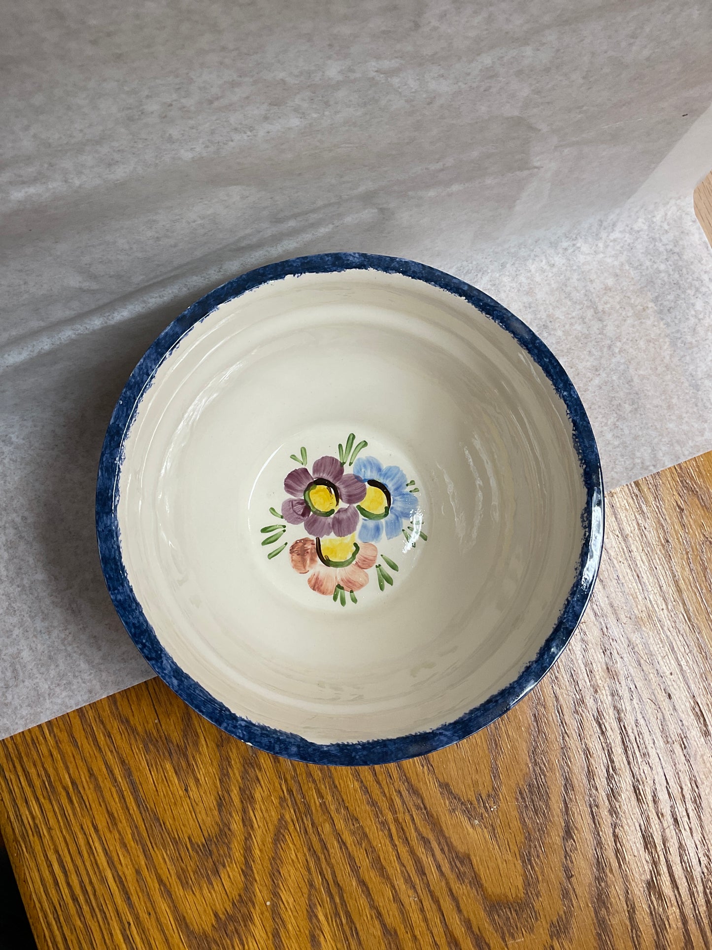 Vintage German Art Pottery Floral Small Serving Bowl “Handgemalt” signed by Widerstrom