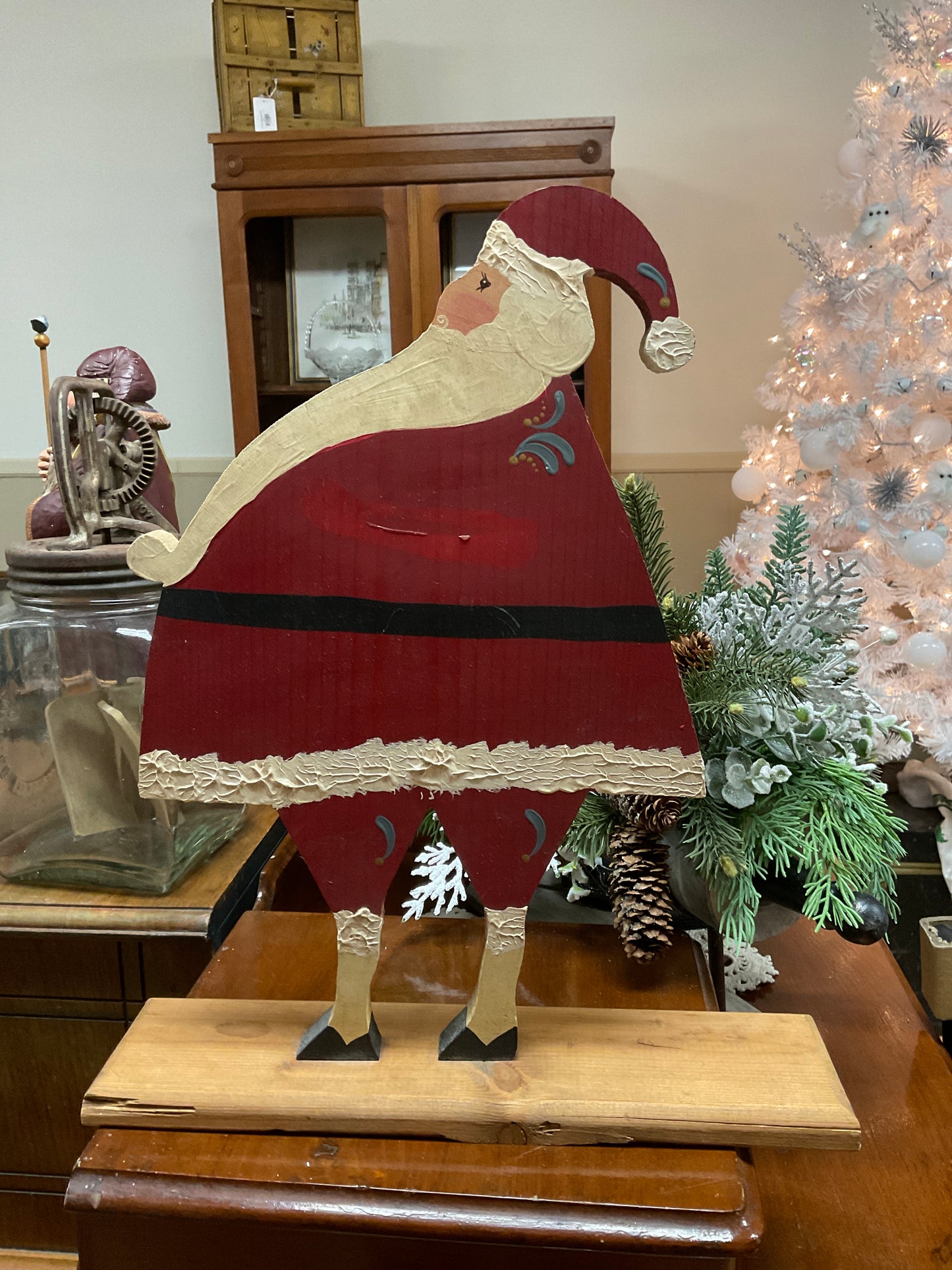Wooden Painted Santa Decor