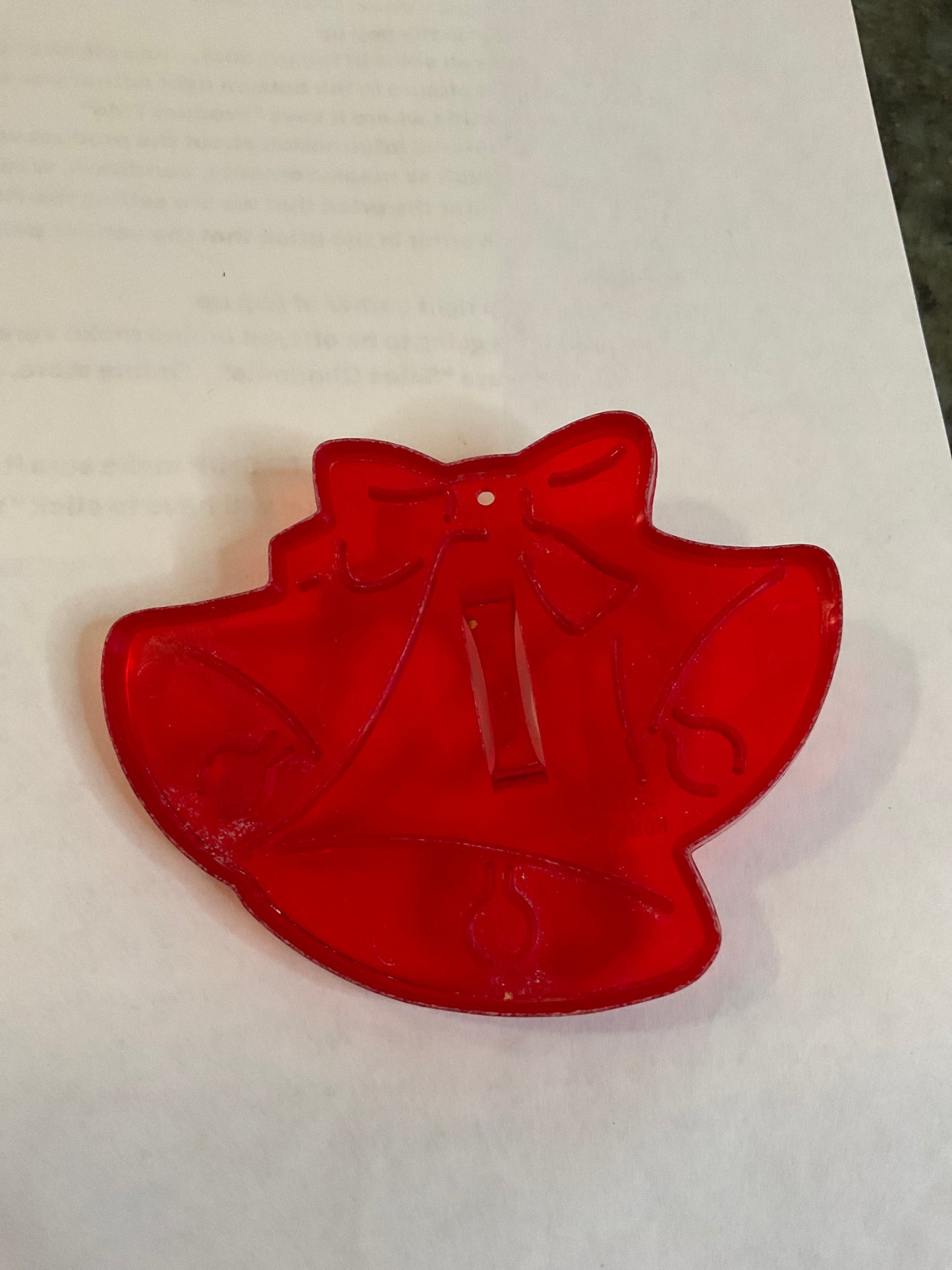 Red Plastic 3Bells Cookie Cutter.