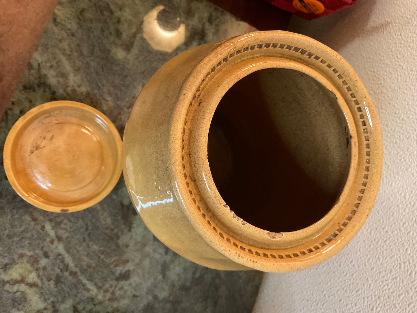 2 Piece YellowWare Canning Jars 1800’s