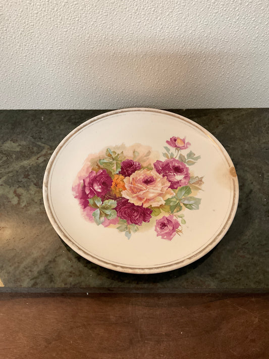 Dresden China Roses Dinner Plate